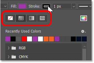 The stroke color options for the Custom Shape Tool in Photoshop