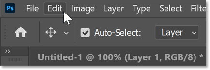 Opening the Edit menu in Photoshop's Menu Bar