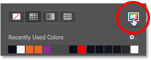 Clicking the icon to choose a custom color for the shape