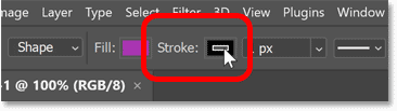 Choosing a stroke color for the shape in Photoshop's Options Bar