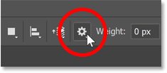 Clicking the Line Tool's Gear icon in Photoshop's Options Bar