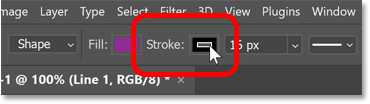 Clicking the Stroke color swatch for the Line Tool in Photoshop