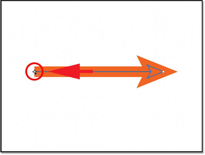 Dragging the reference point to the start of the line