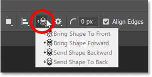 The Path Alignment options for the shape tool in Photoshop