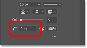 The Radius option for the polygon shape in Photoshop's Properties panel