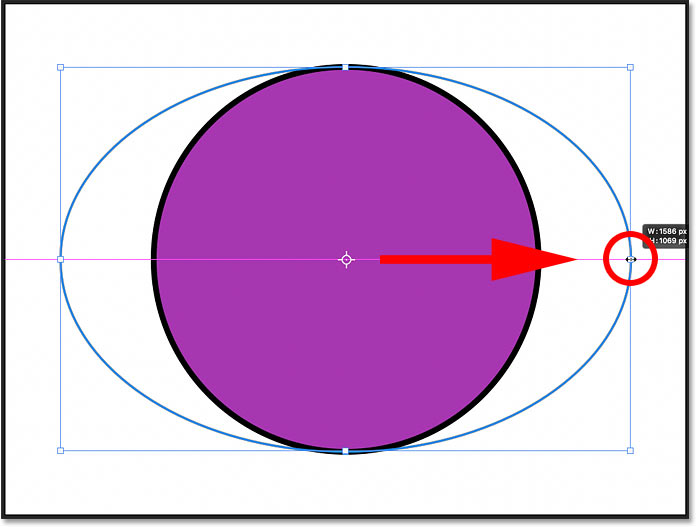 Resizing the shape drawn with the Ellipse Tool in Photoshop