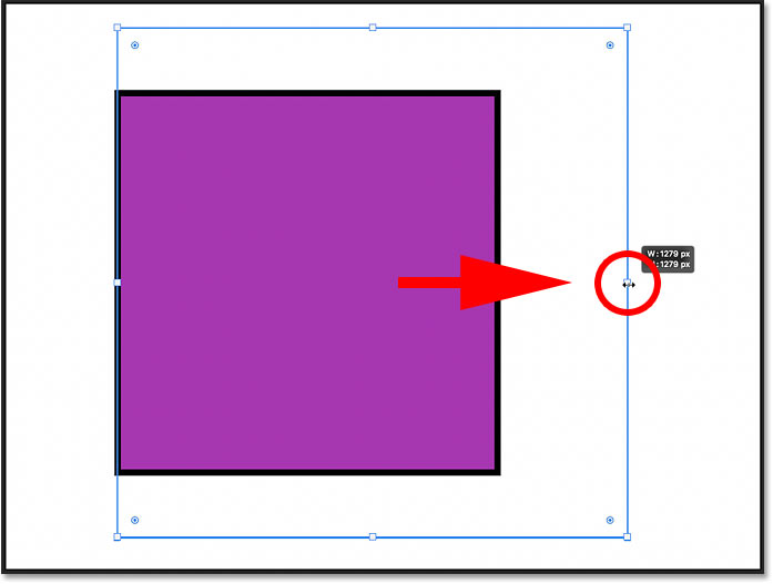 Holding Shift while dragging an On-Canvas Control handle to resize the shape proportionally in Photoshop