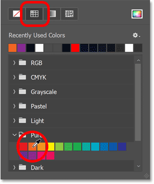 Choosing a stroke color for the Line Tool in Photoshop 2021