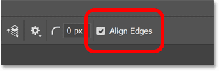 The Align Edges option for the shape tool in Photoshop's Options Bar