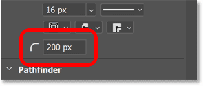 The triangle shape's corner radius control in Photoshop's Properties panel