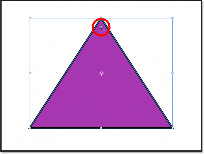 The corner radius control for shapes drawn with the Triangle Tool in Photoshop