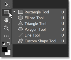 Photoshop's shape tools in the toolbar.