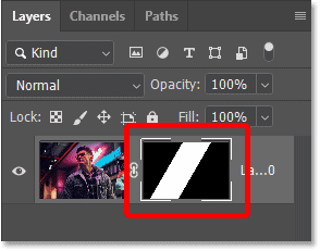 The layer mask thumbnail in Photoshop's Layers panel.