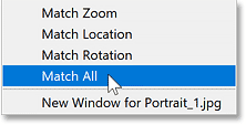 The Match All command in Photoshop