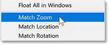 The Match Zoom command in Photoshop