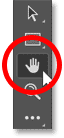 Selecting Photoshop's Hand Tool from the toolbar.