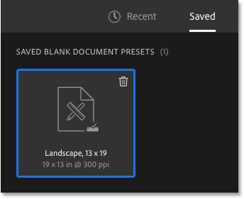 يظهر الإعداد المسبق الجديد في فئة Saved.