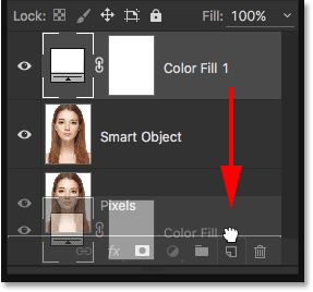Dragging the Solid Color fill layer to the bottom of the layer stack.