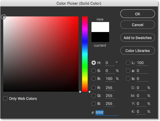 The Color Picker in Photoshop CC.