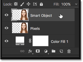 Selecting the Smart Object layer in the Layers panel.