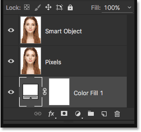 The Layers panel after moving the Solid Color fill layer.
