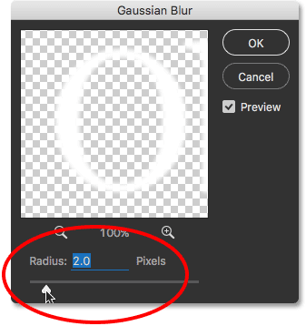 Lowering the Gaussian Blur Radius value to 2 pixels. 