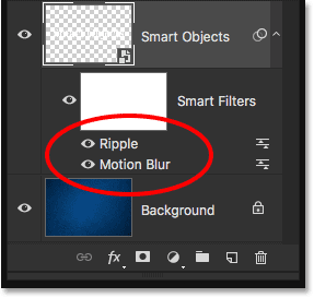 The Layers panel showing the new Ripple Smart Filter. 