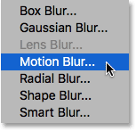 Selecting the Motion Blur filter. 