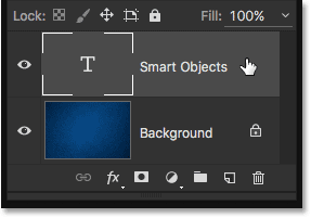 Selecting the Type layer in the Layers panel. 