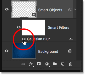 Clicking the Smart Filter's visibility icon. 