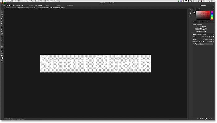 The Smsrt Object type opens in its own document. 