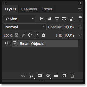 The Layers panel showing the text on a Type layer. 