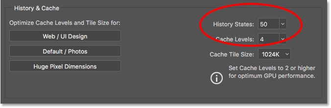 The Memory Usage option controls the amount of memory Photoshop has to work with.