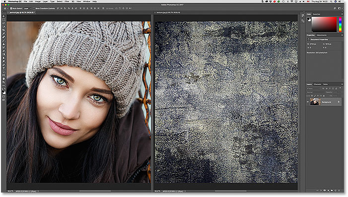 La disposition du document 2-up Vertical dans Photoshop.