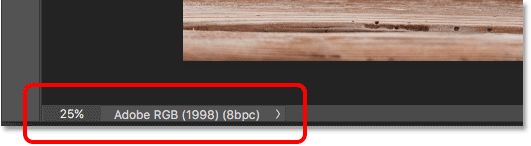 The document's current zoom level and the Status Bar in Photoshop.