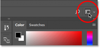 The Workspace selector icon in Photoshop CC.