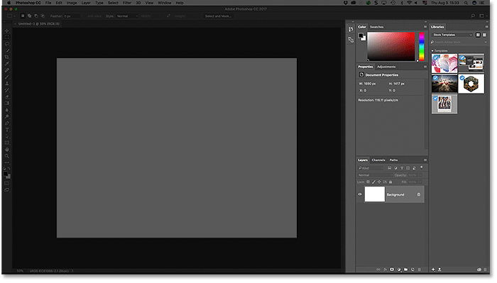 The panel area along the right of the Photoshop CC interface.