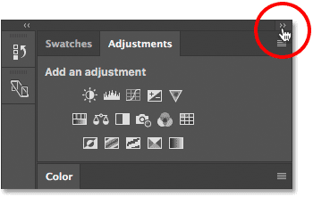 Collapsing the main column of panels in Photoshop CS6. 