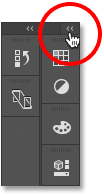 Clicking the double arrow to expand the main panel column. 