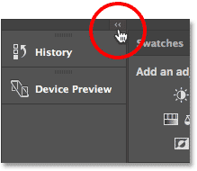 Clicking the icon to expand the second panel column. 