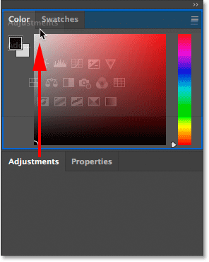 Dragging a panel from one group into another in Photoshop.