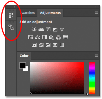 The second panel column in Photoshop CS6. 