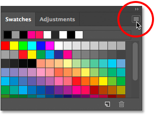 Selecting and closing a panel in Photoshop.