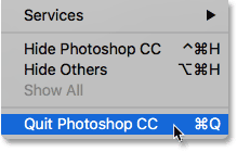 Closing Photoshop. Image © 2016 Steve Patterson, Photoshop Essentials.com