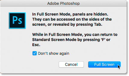 The Full Screen Mode instructions in Photoshop. 