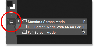 Selecting Full Screen Mode With Menu Bar from the Toolbar in Photoshop. 