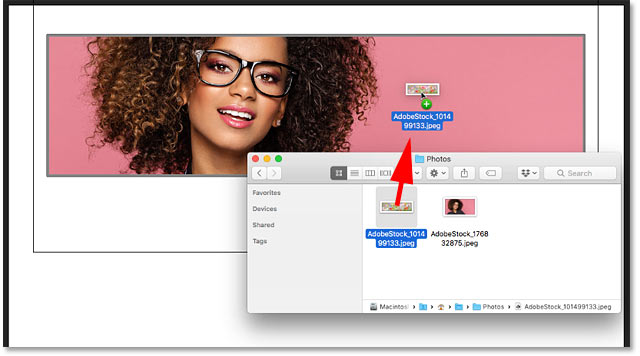 Dragging and dropping the replacement image into the frame in Photoshop CC 2019