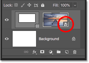 The Layers panel showing the image inside the frame and converted to a smart object