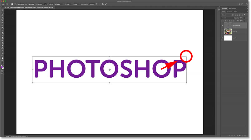 How to scale a type layer in Photoshop