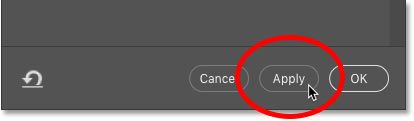 Clicking the Apply button in Photoshop's Content-Aware Fill workspace